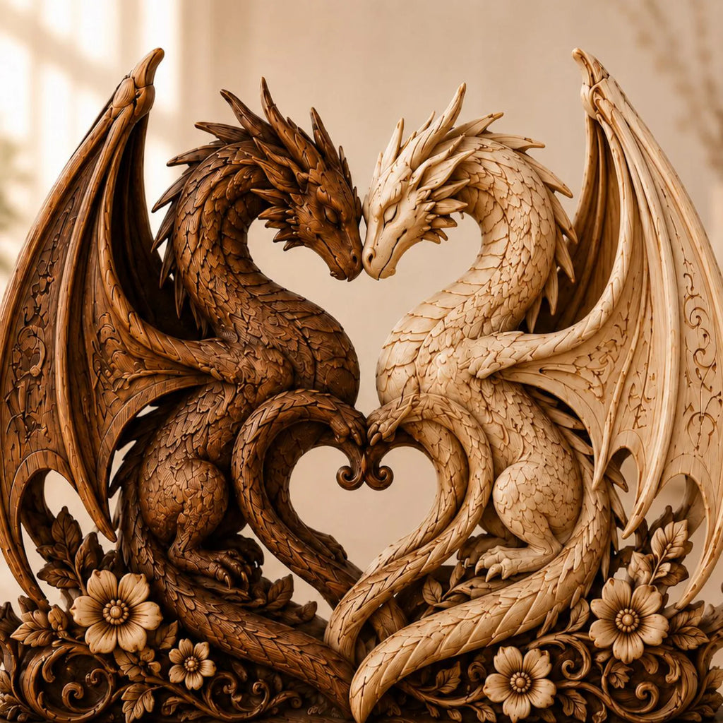 Personalized Fantasy Dragon Wooden Standee, Custom Couple Names Dragon Decor, 2D Flat Printed Romantic Wood Gift – WBVLR14