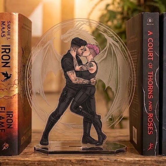 Garrick and Imogen Acrylic Bookend Standee, Fourth Wing Inspired Bookshelf Decor, Fantasy Romance Couple Display, Romantasy Reader Gift. BSVLAR14