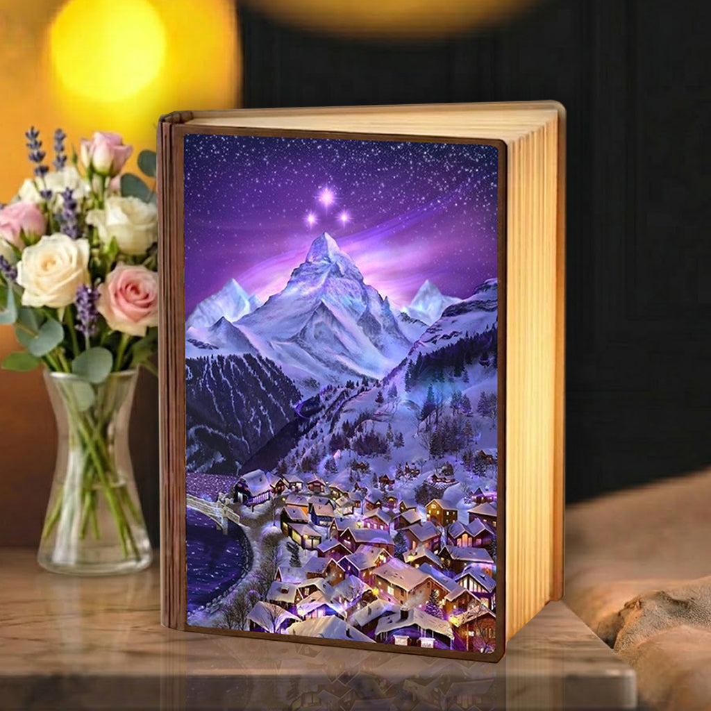 Velaris City Book Lamp, ACOTAR Inspired Night Light, Fantasy Mountain Village Lamp, Book Lover Gift, Cozy Reading Decor BLVLR13