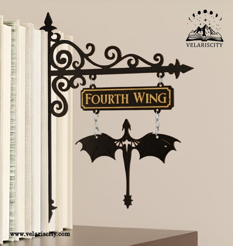 Fourth Wing Book Tavern Sign, Dragon Wing Wooden Book Tracker, Basgiath War College Decor, Fantasy Bookish Sign, Gift for Readers and Fans BSVLR23