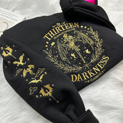 Embroidered The Thirteen Sweatshirt, From Now Until The Darkness Claims Us, Throne Of Glass Bookish Embroidered