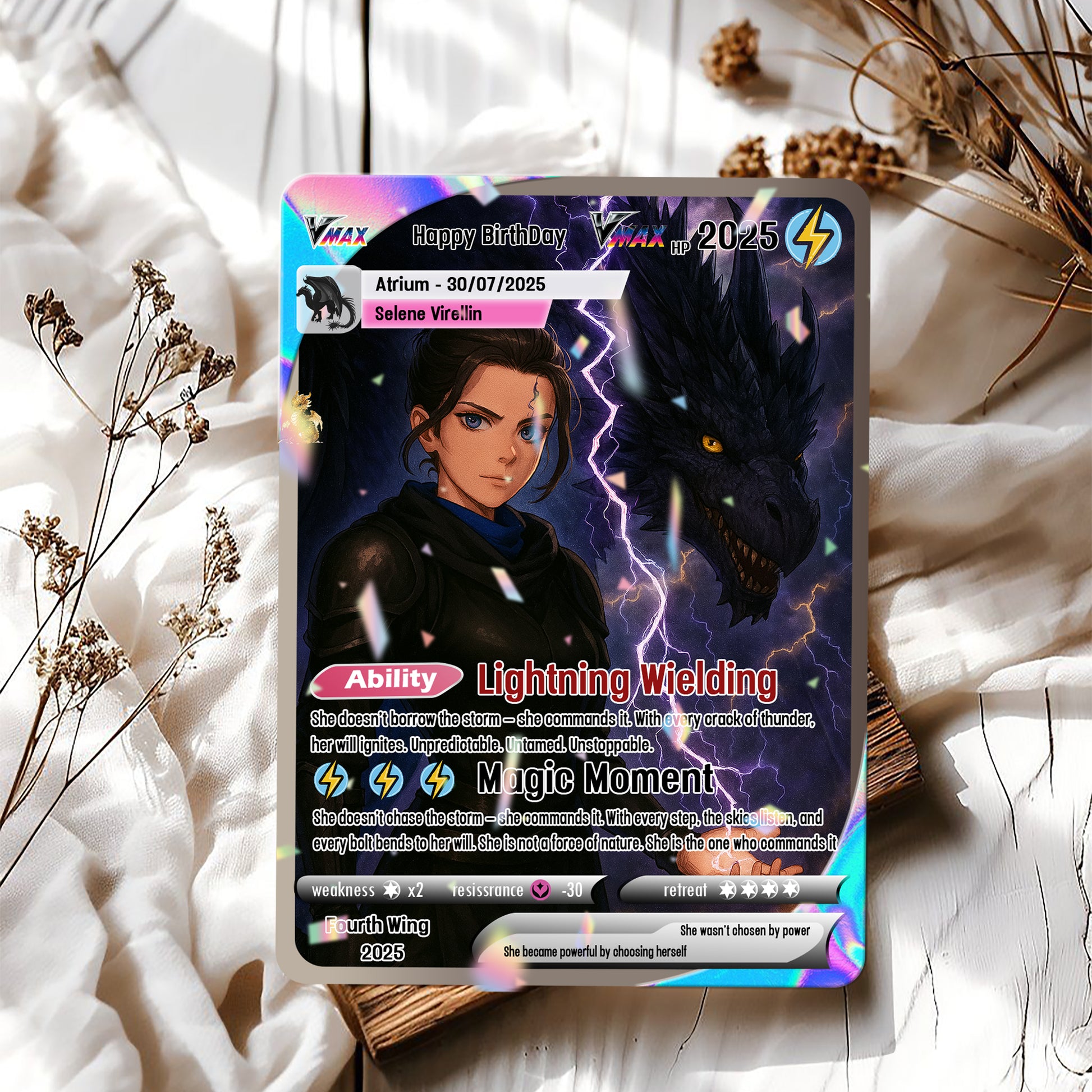 Birthday Custom Card, Custom Photo Anime Card, Fourth Wing Card Gift, Dragon Card Gift. CVLR024