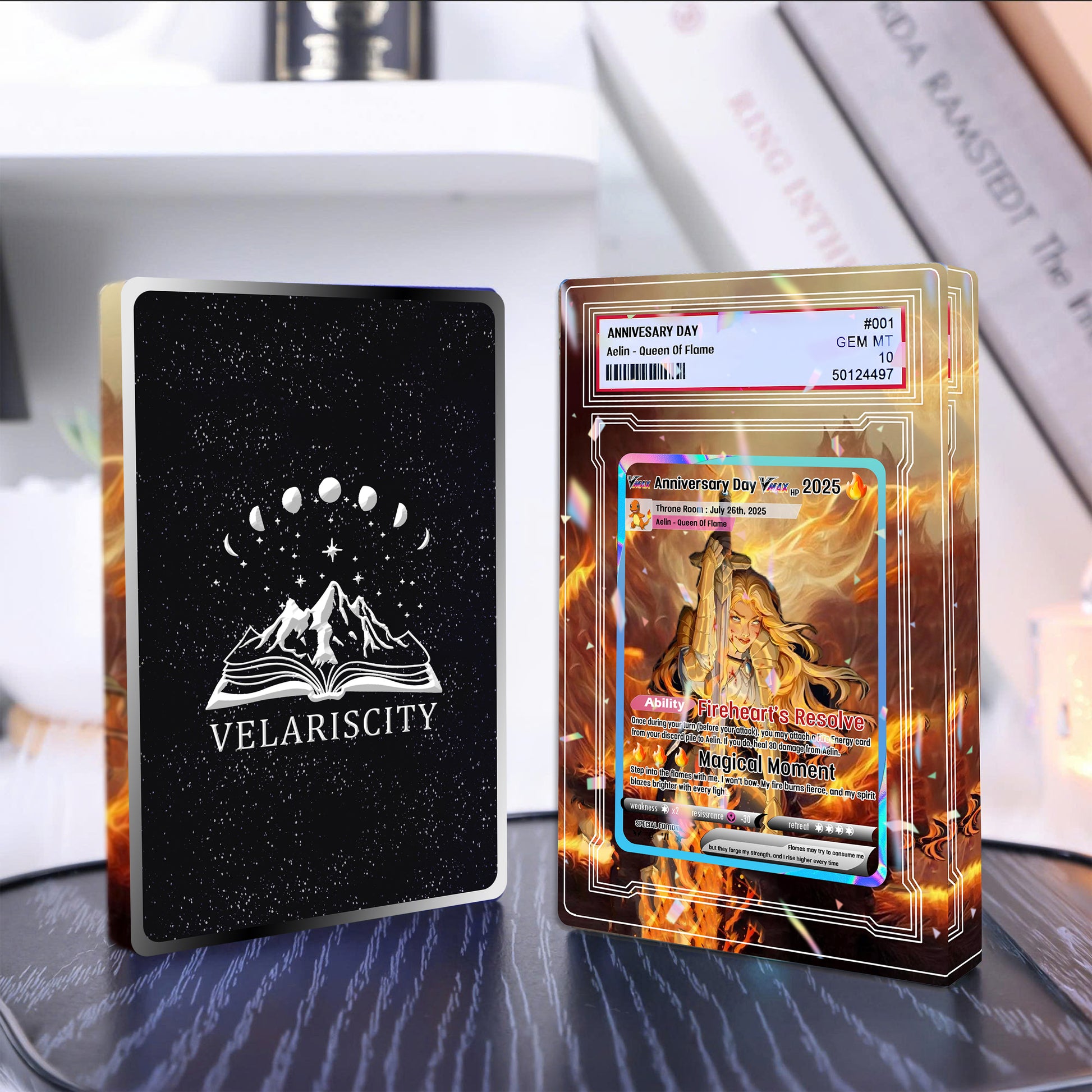 Aelin Queen of Flame Acrylic Block, Throne of Glass Fanart Display, Fireheart Gift for Fantasy Book Lovers, Bookish Room Decor ABVLR04