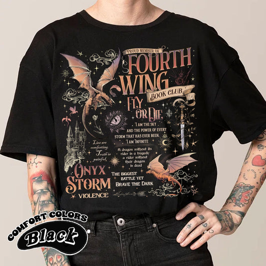 Onyx Storm Comfort Color T-Shirt, Fourth Wing Series Shirt, Dragon Rider,  Bookish Tee Gift For Book Lover, Fantasy Book CFVLR43