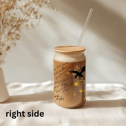 Fourth Wing Dragon Glass Tumbler, Empyrean Sipper Cup, Onyx Storm Bookish Iced Coffee Glass, Rebecca Yarros Fantasy Fan Gift GLVLR05
