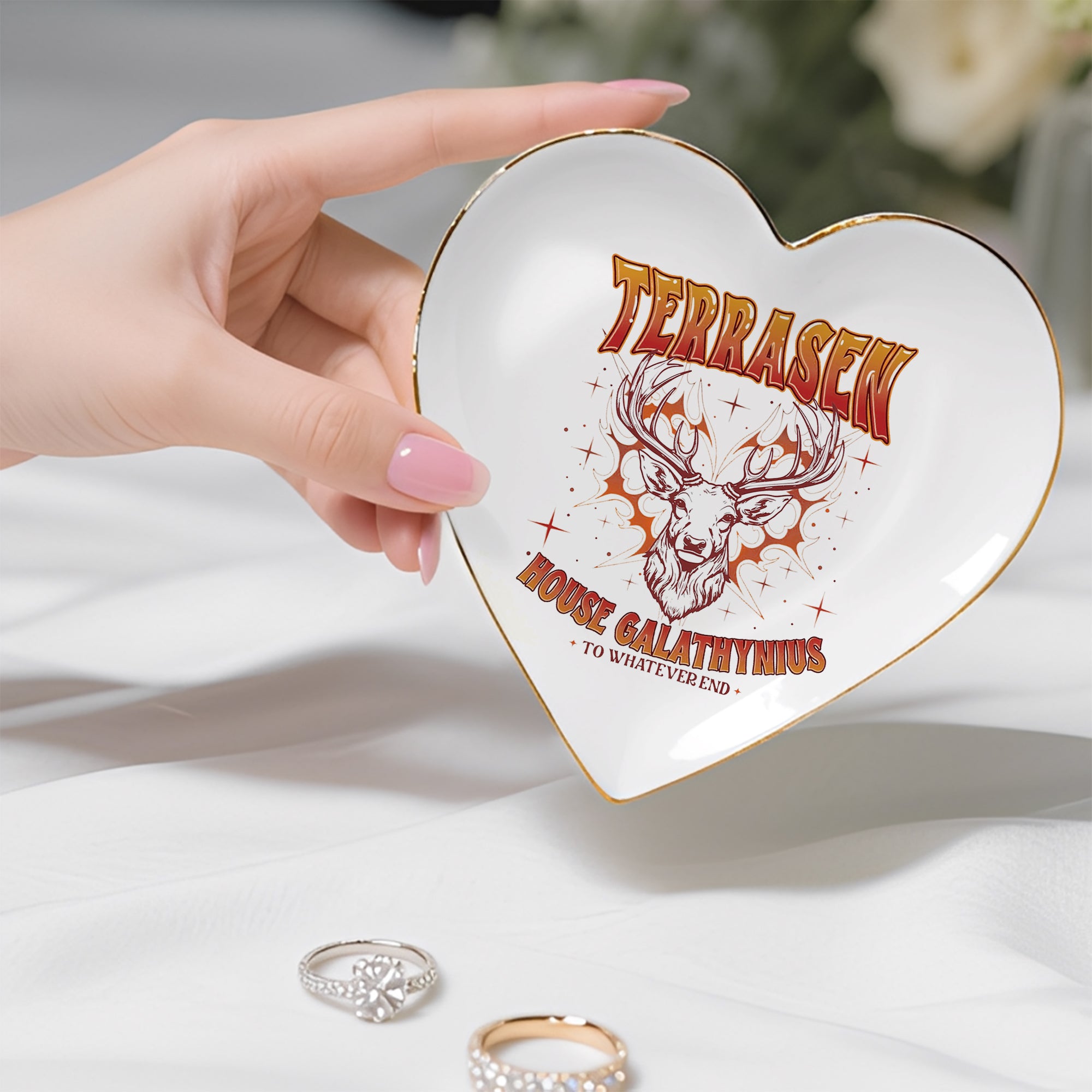 Terrasen House Galathynius Jewelry Dish, Ceramic Jewelry Tray, Fourth Wing Trinket Dish, Fantasy Reader Decor JDVLR04