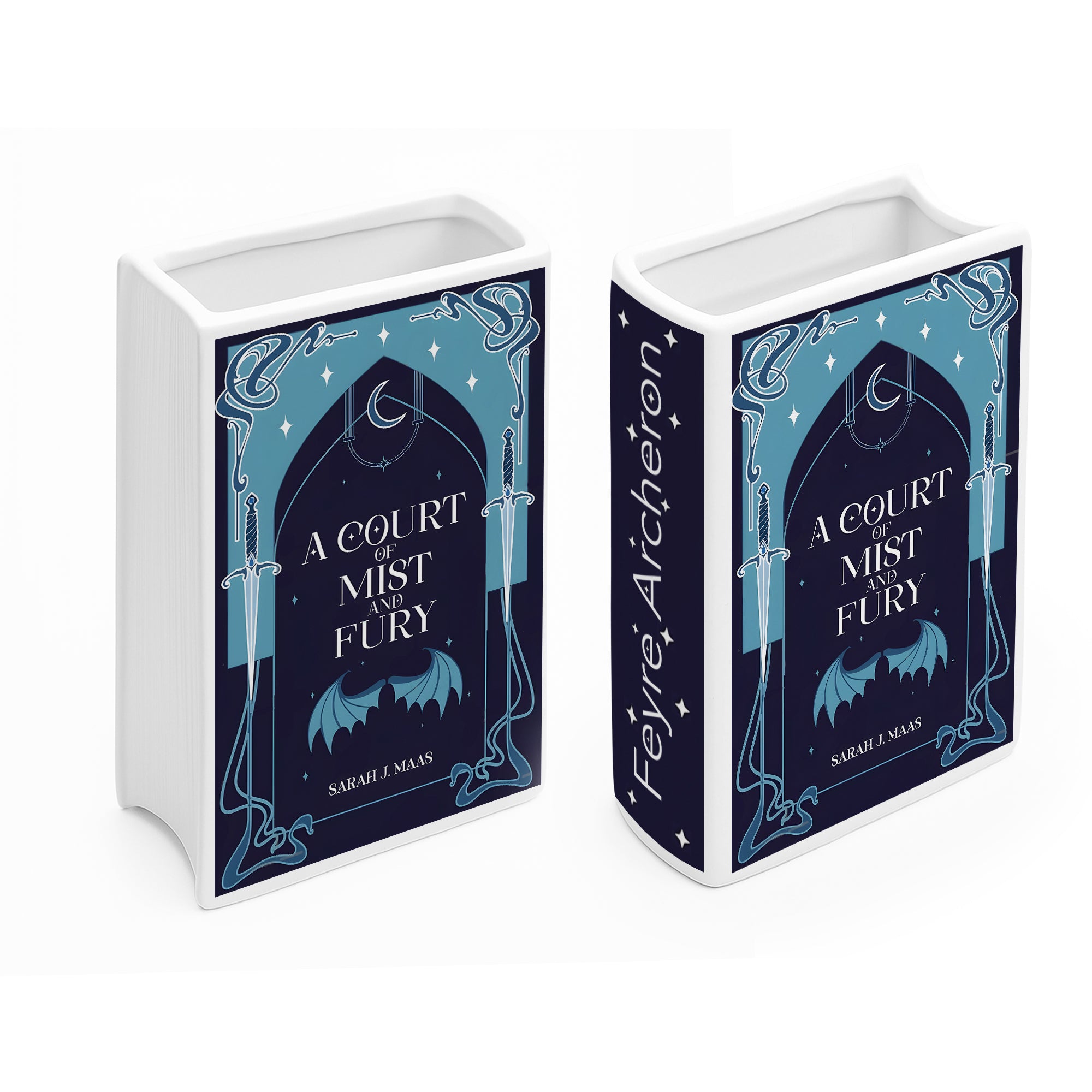 A Court of Mist and Fury Ceramic Book Vase, Fantasy Romance Decor, Night Court Aesthetic Gift for Book Lovers CVVRL05