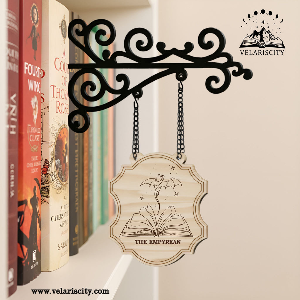 Fourth Wing Book Tavern Signs, The Empyrean Wooden Hanging Sign, Fantasy Bookish Decor for Readers BSVLR04