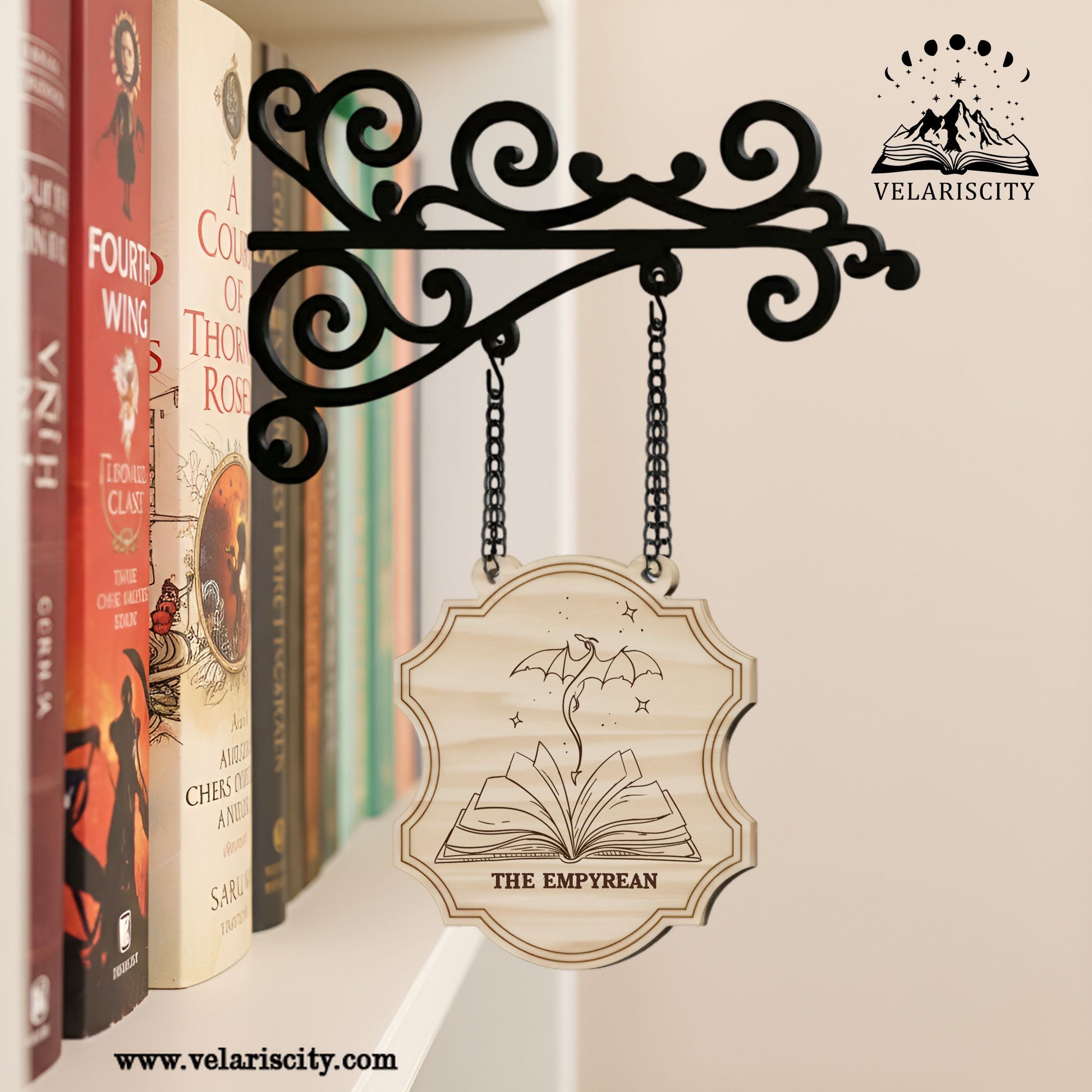 Fourth Wing Book Tavern Signs, The Empyrean Wooden Hanging Sign, Fantasy Bookish Decor for Readers BSVLR04