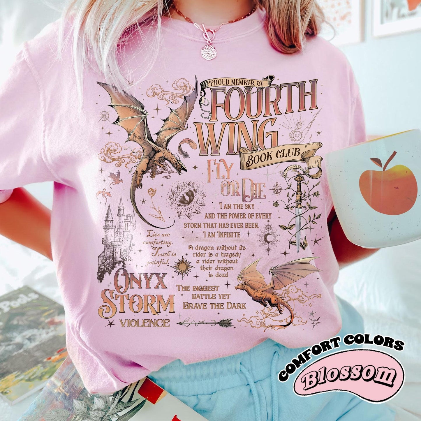 Onyx Storm Comfort Color T-Shirt, Fourth Wing Series Shirt, Dragon Rider,  Bookish Tee Gift For Book Lover, Fantasy Book CFVLR43