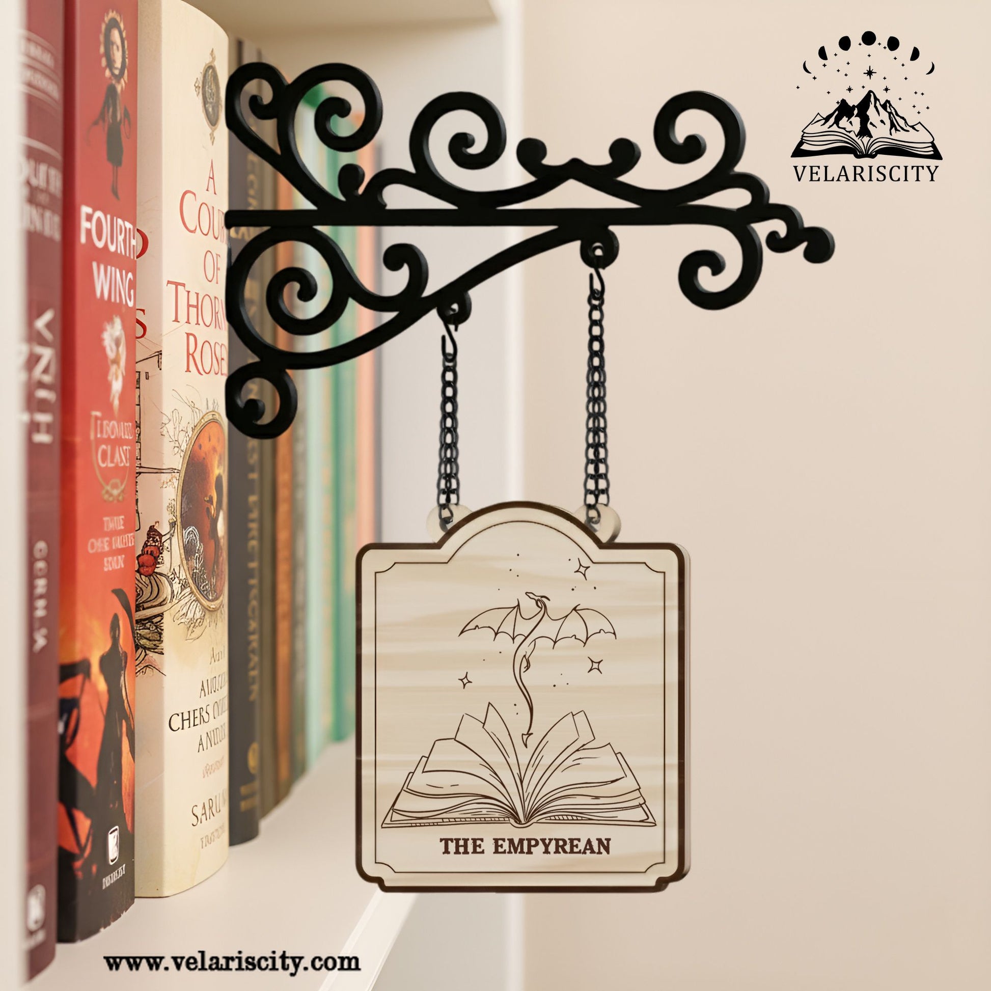 Fourth Wing Book Tavern Signs, The Empyrean Wooden Hanging Sign, Fantasy Bookish Decor for Readers BSVLR04