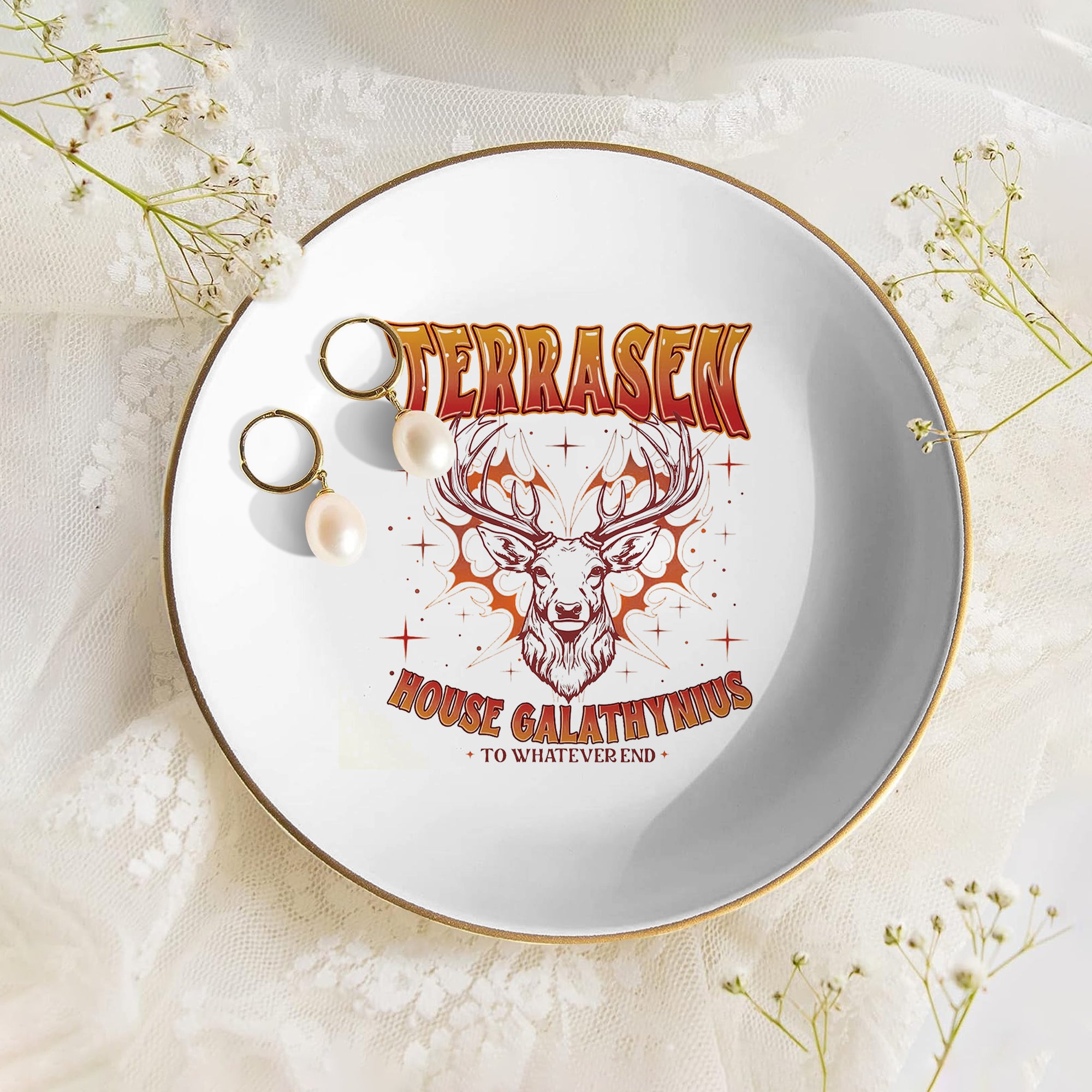 Terrasen House Galathynius Jewelry Dish, Ceramic Jewelry Tray, Fourth Wing Trinket Dish, Fantasy Reader Decor JDVLR04