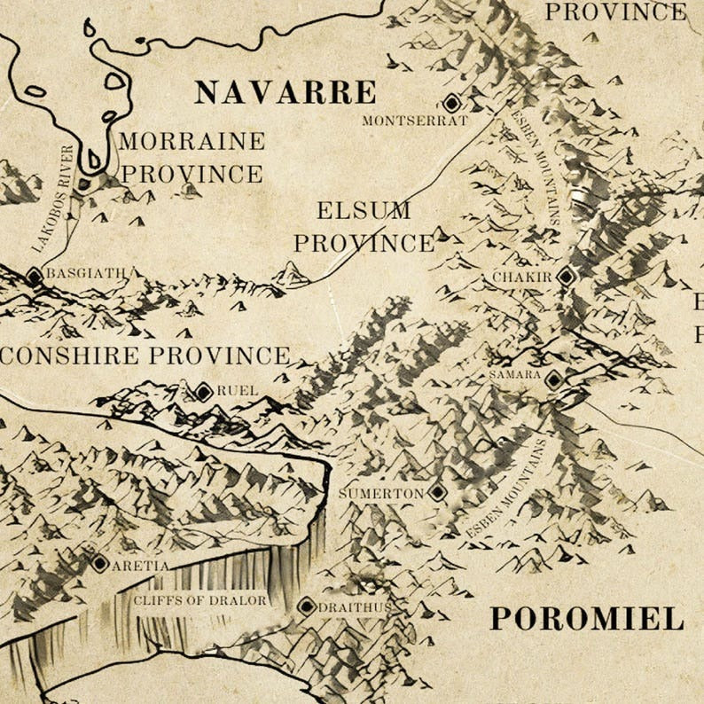Vintage Fantasy Continent Map Printable Wall Art, The Empyrean Poster, Rebecca Yarros Poster, Gift For Fan VLRP04