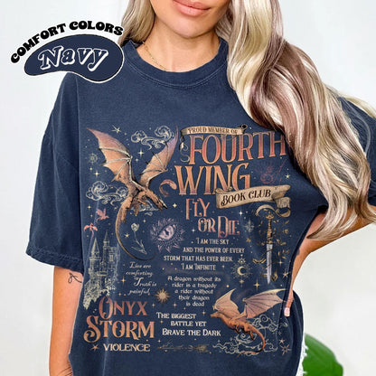 Onyx Storm Comfort Color T-Shirt, Fourth Wing Series Shirt, Dragon Rider,  Bookish Tee Gift For Book Lover, Fantasy Book CFVLR43