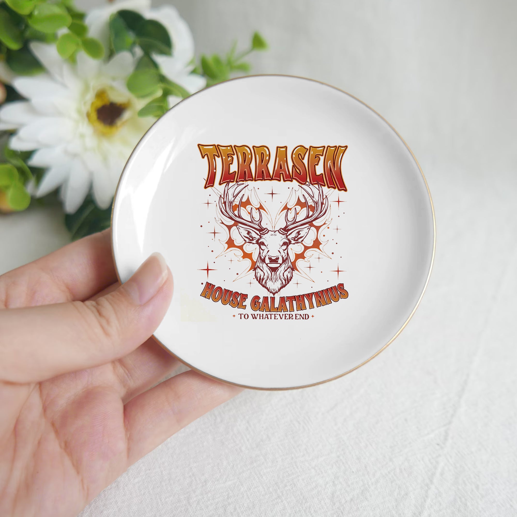 Terrasen House Galathynius Jewelry Dish, Ceramic Jewelry Tray, Fourth Wing Trinket Dish, Fantasy Reader Decor JDVLR04