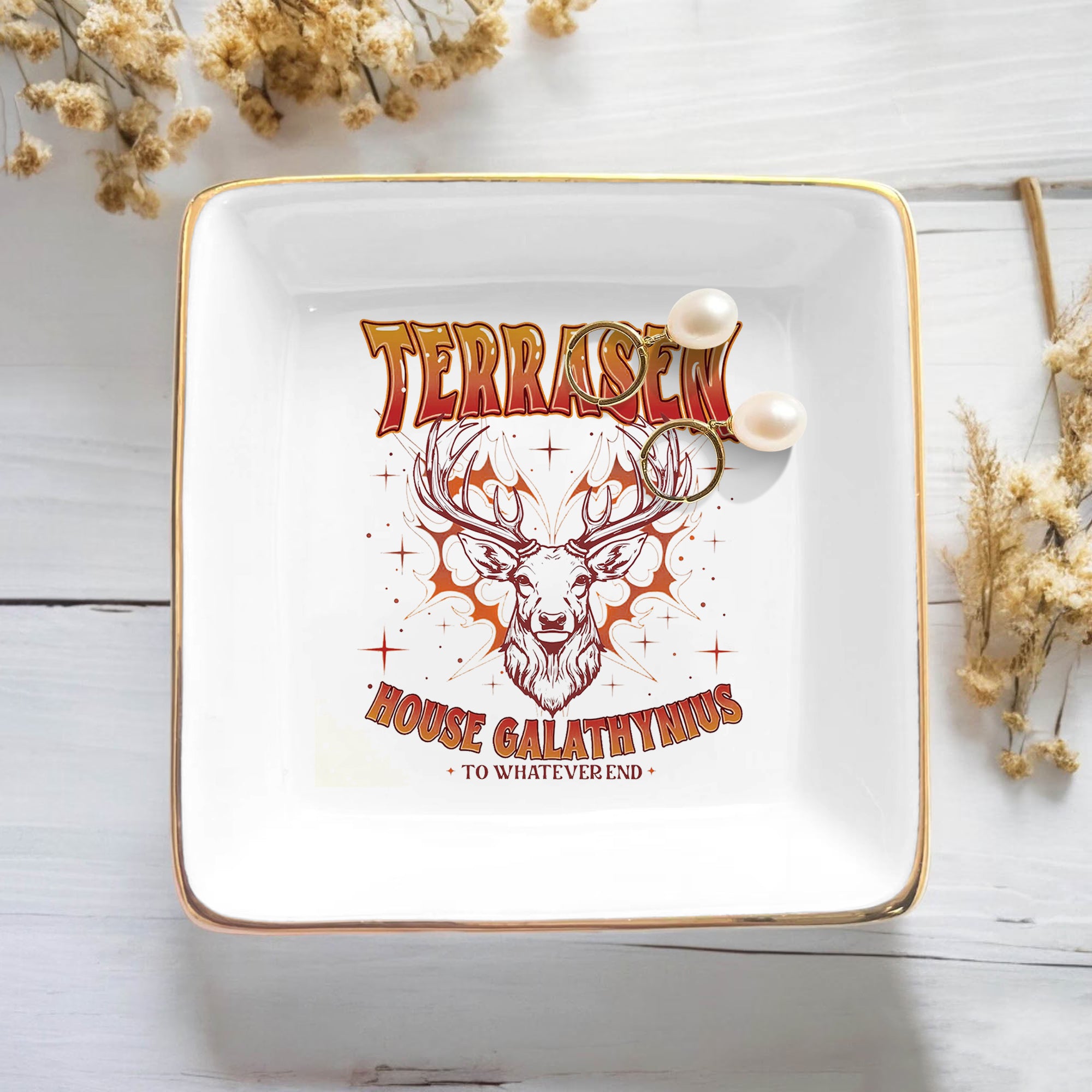Terrasen House Galathynius Jewelry Dish, Ceramic Jewelry Tray, Fourth Wing Trinket Dish, Fantasy Reader Decor JDVLR04