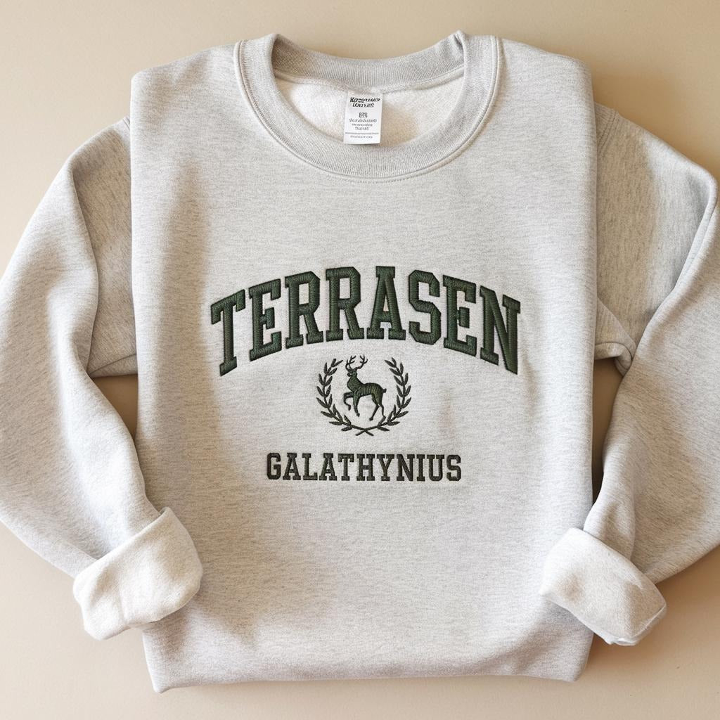 Terrasen Embroidered Sweatshirt, Terrasen Sweater, Throne of Glass Sweater, Shirt for the Rhysand Fan, ACOTAR Merch, Aelin Galathynius, TOG VEMB52