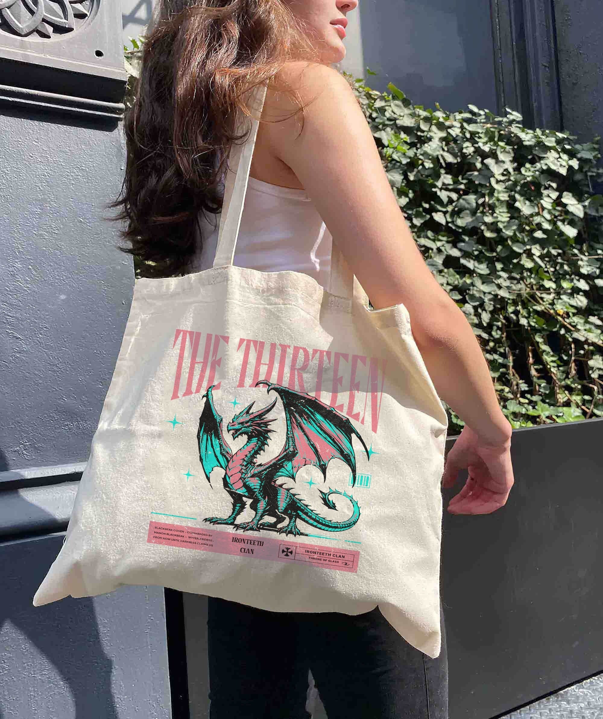The Thirteen Tote Bag, Throne Of Glass Tote Bag, Manon Blackbeak Ironteeth Witches Dorian Haviliard Licensed SJM Merch Terrasen Bookish TBVLR39