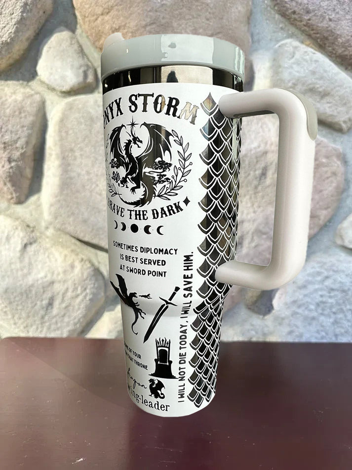 Onyx Storm Book Tumbler 30oz/40oz, Brave The Dark Tumbler, The Empyrean Tumbler. VLR44