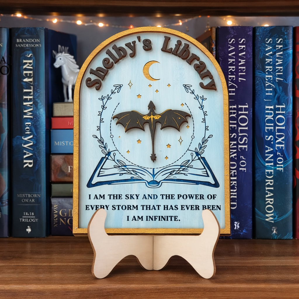 Fourth Wing Inspired Library Wooden Sign, Violet Sorrengail Xaden Riorson Decor, Dragon Rider Book Nook Sign with Stand BTVLR45