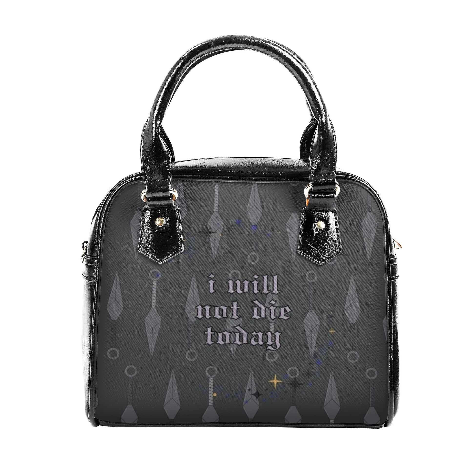 "I will not die today" Leather Bag, Fourth Wing Inspired Bag, Personalized Leather Bag, Fantasy Leather Handbag, Perfect Gift for Women. HBVLR41