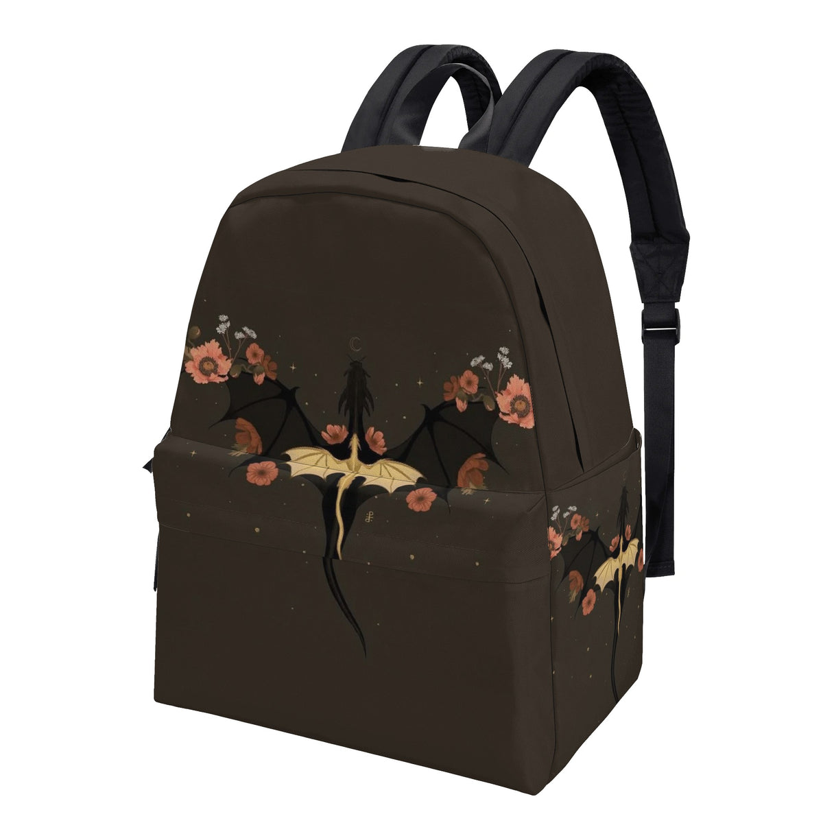 Fourth Wing Inspired Dragon and Floral Backpack, Fantasy Book Lover Bag, Elegant Dark Aesthetic School Backpack, Stylish Travel Daypack BPVLR35