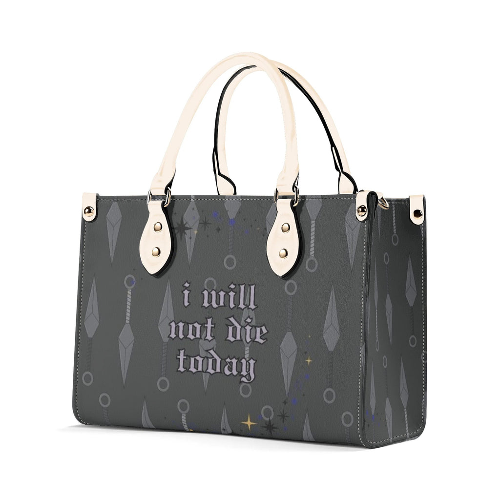 "I will not die today" Leather Bag, Fourth Wing Inspired Bag, Personalized Leather Bag, Fantasy Leather Handbag, Perfect Gift for Women. HBVLR41