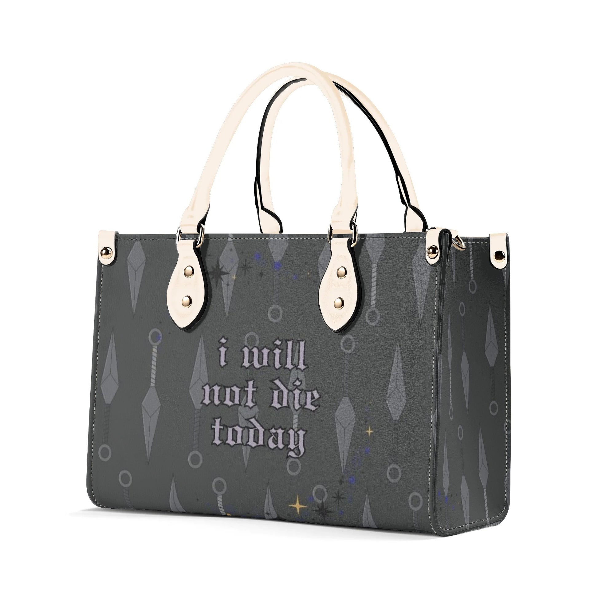 "I will not die today" Leather Bag, Fourth Wing Inspired Bag, Personalized Leather Bag, Fantasy Leather Handbag, Perfect Gift for Women. HBVLR41
