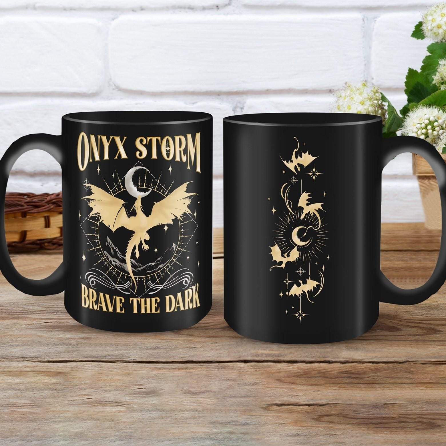 Dragon Rider Mug, Onyx Storm Brave the Dark Mug, Fourth Wing Series, Dragon Book Lovers, Onyx Storm Coffee Mug, Basgiath War College MGVLR40