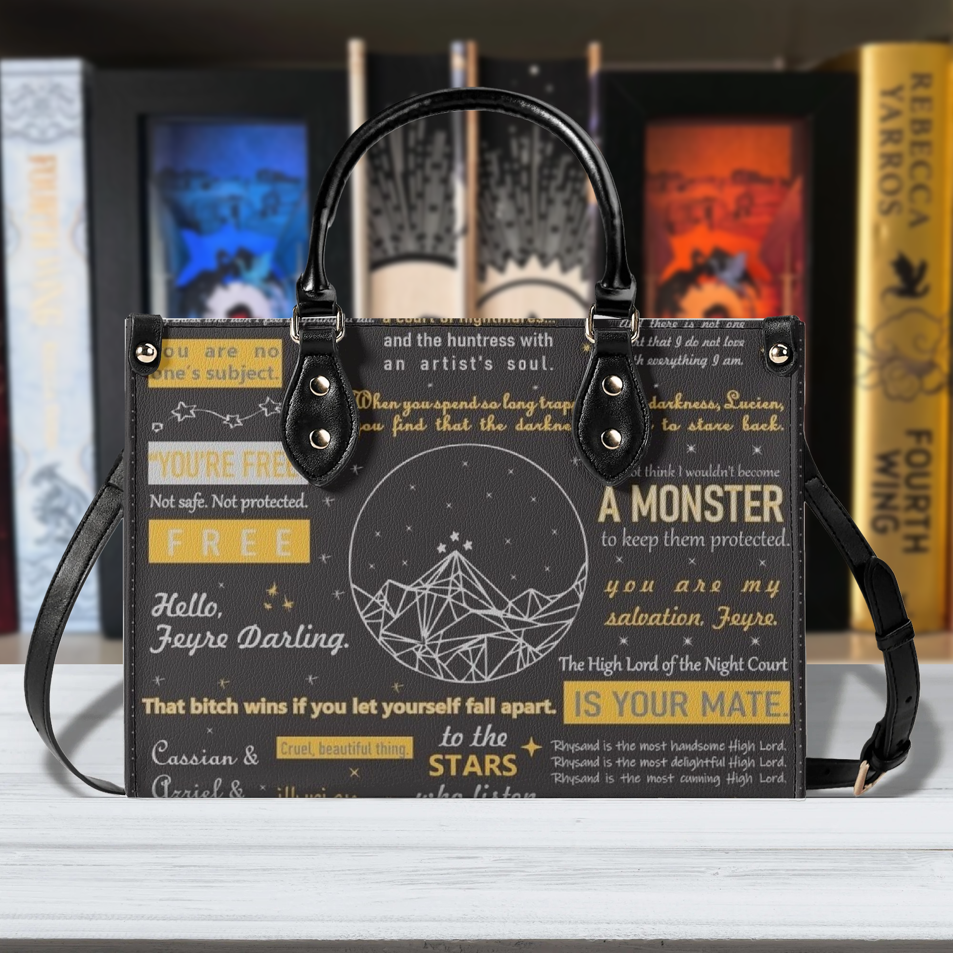 ACOTAR Night Court Quote Leather Bag, ACOTAR Inspired Bag, Personalized Leather Bag, Fantasy Leather Handbag, Perfect Gift for Women. HBVLR42