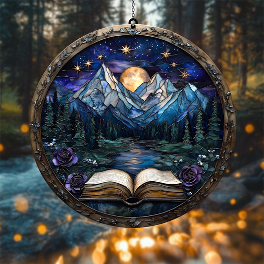 ACOTAR Fourth Wing Glass Suncatcher – Starry Night Book Decor for Fantasy Romance Readers SGVLR39