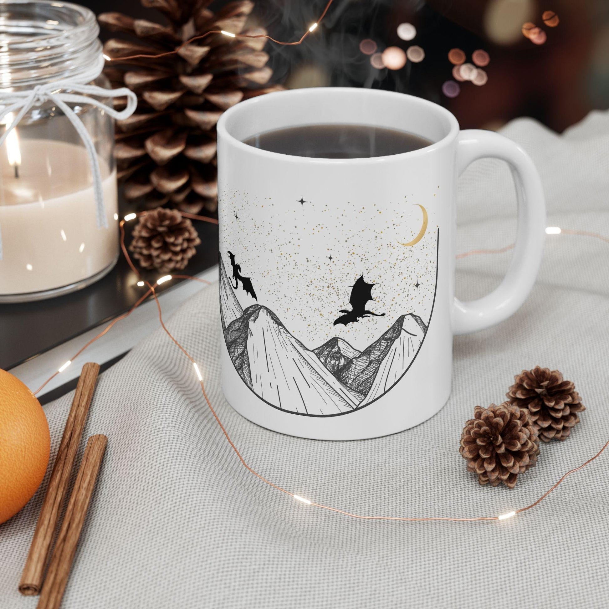Fourth Wing Dragon Ceramic Mug, Unique Dragon Design, Perfect Gift for Fantasy Lovers, Booktok inspired MGVLR42