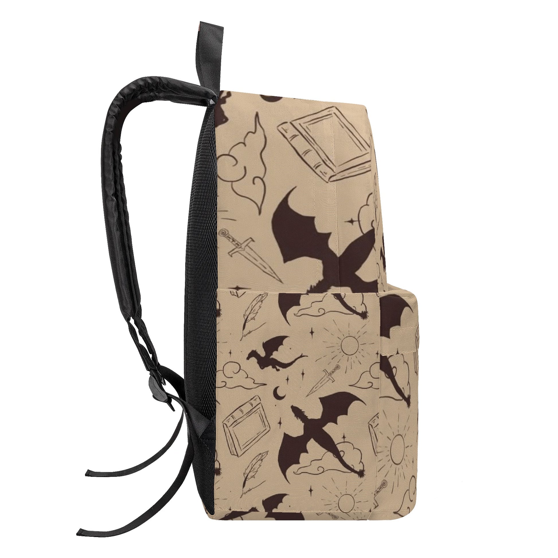 Fourth Wing Fantasy Dragon and Sword Pattern Backpack, Fourth Wing Backpack, Elegant Literary Quote School Backpack, Book Lover Gift BPVLR39
