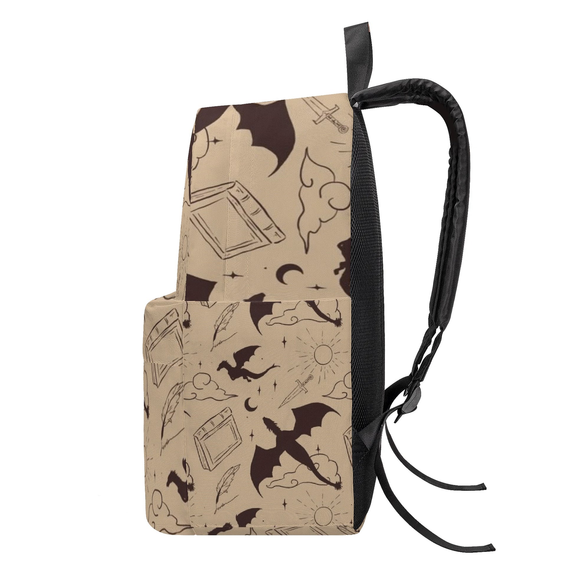 Fourth Wing Fantasy Dragon and Sword Pattern Backpack, Fourth Wing Backpack, Elegant Literary Quote School Backpack, Book Lover Gift BPVLR39