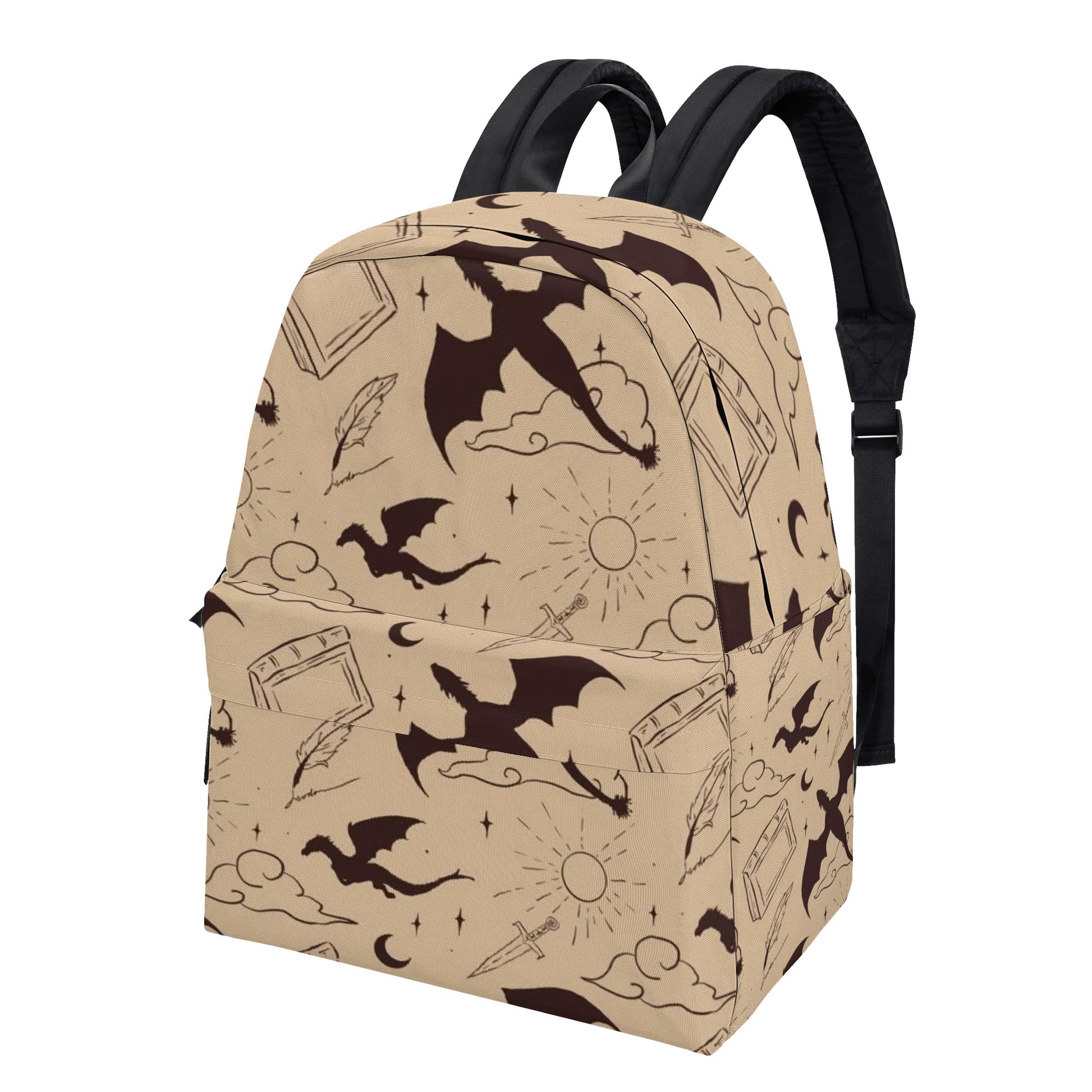 Fourth Wing Fantasy Dragon and Sword Pattern Backpack, Fourth Wing Backpack, Elegant Literary Quote School Backpack, Book Lover Gift BPVLR39