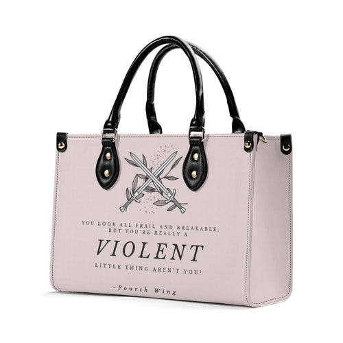 "Violent little thing aren't you?" Leather Bag, Fourth Wing Inspired Bag, Personalized Leather Bag, Fantasy Leather Handbag, Perfect Gift for Women. HBVLR43