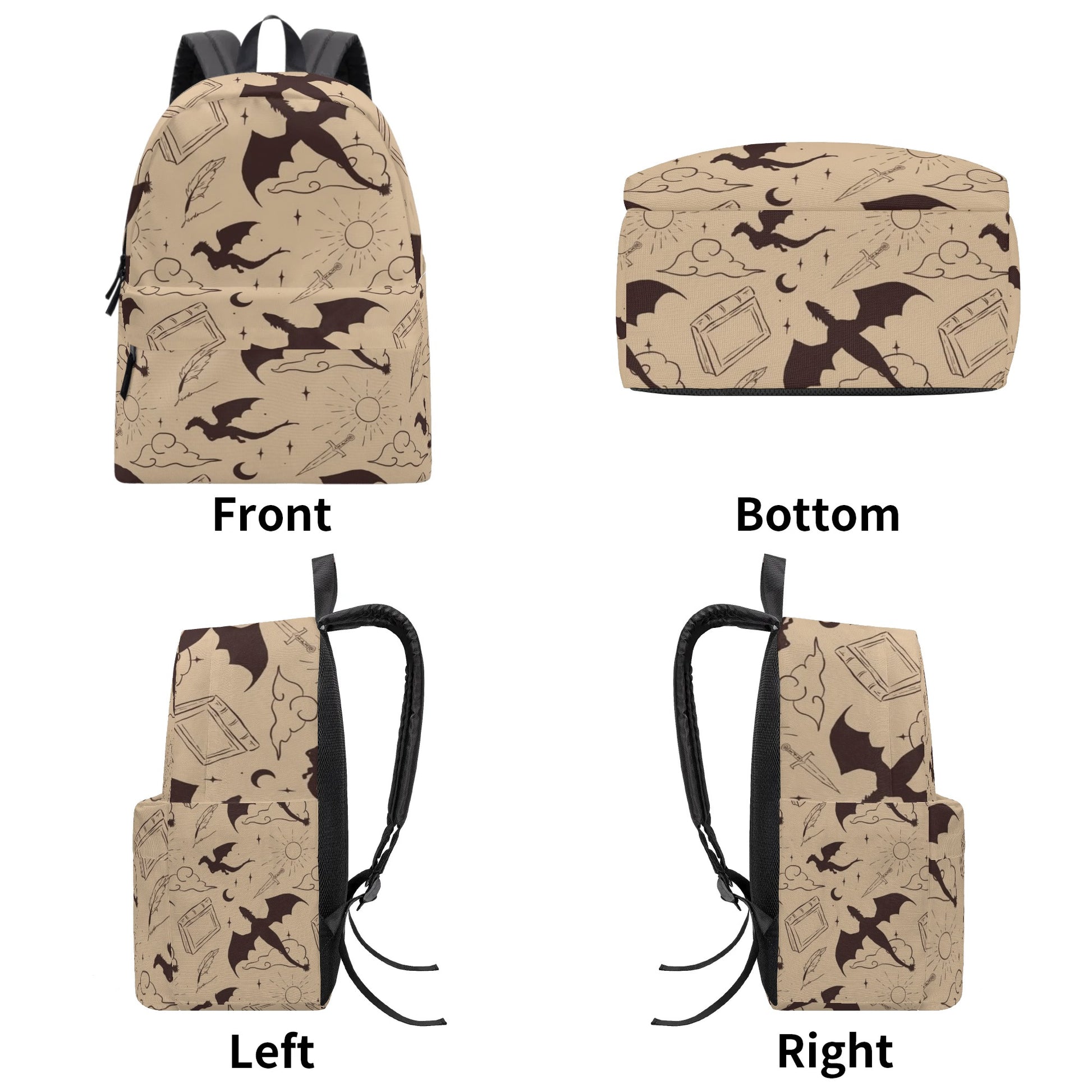 Fourth Wing Fantasy Dragon and Sword Pattern Backpack, Fourth Wing Backpack, Elegant Literary Quote School Backpack, Book Lover Gift BPVLR39