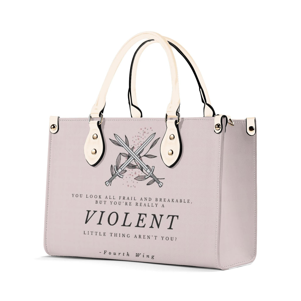 "Violent little thing aren't you?" Leather Bag, Fourth Wing Inspired Bag, Personalized Leather Bag, Fantasy Leather Handbag, Perfect Gift for Women. HBVLR43