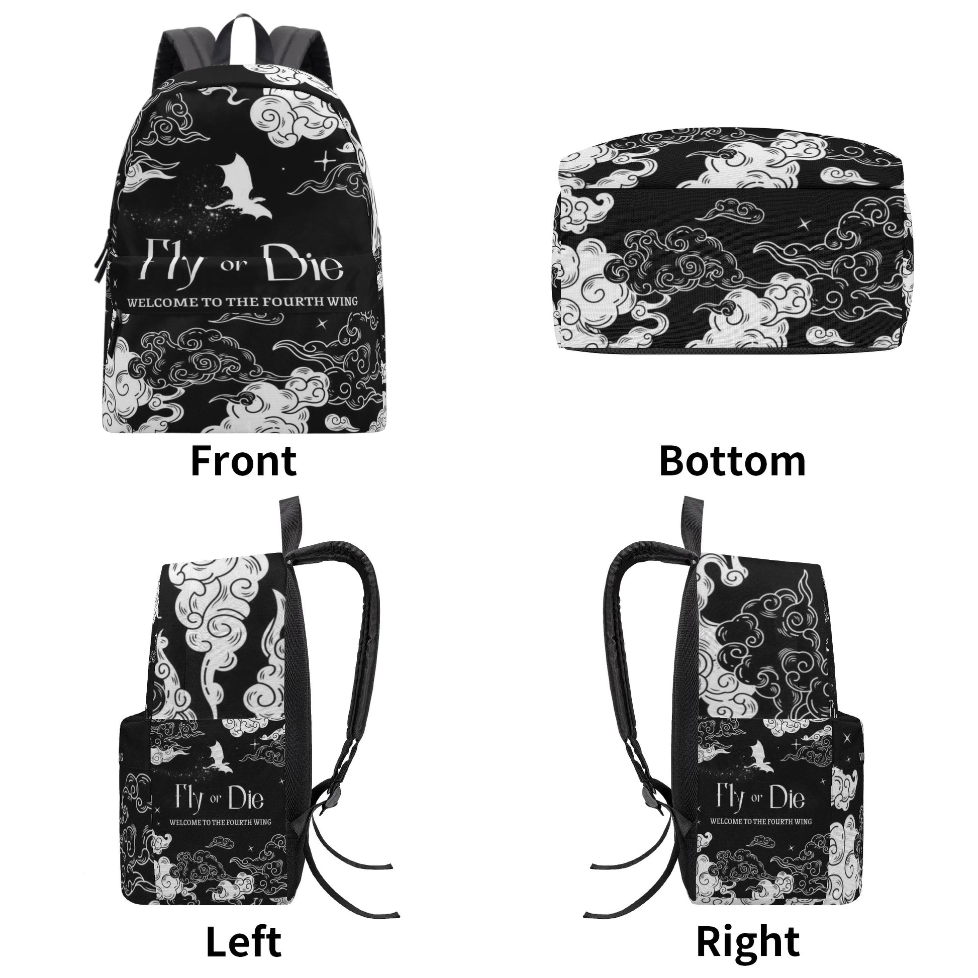 Fourth Wing Backpack, Fly Or Die Inspirational Quote Backpack, Book Lover Gift BPVLR39