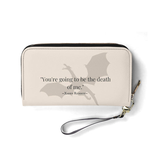 "You're going to be the death of me" Leather Bag, Fourth Wing Inspired Bag, Personalized Leather Bag, Fantasy Leather Handbag, Perfect Gift for Women. HBVLR44