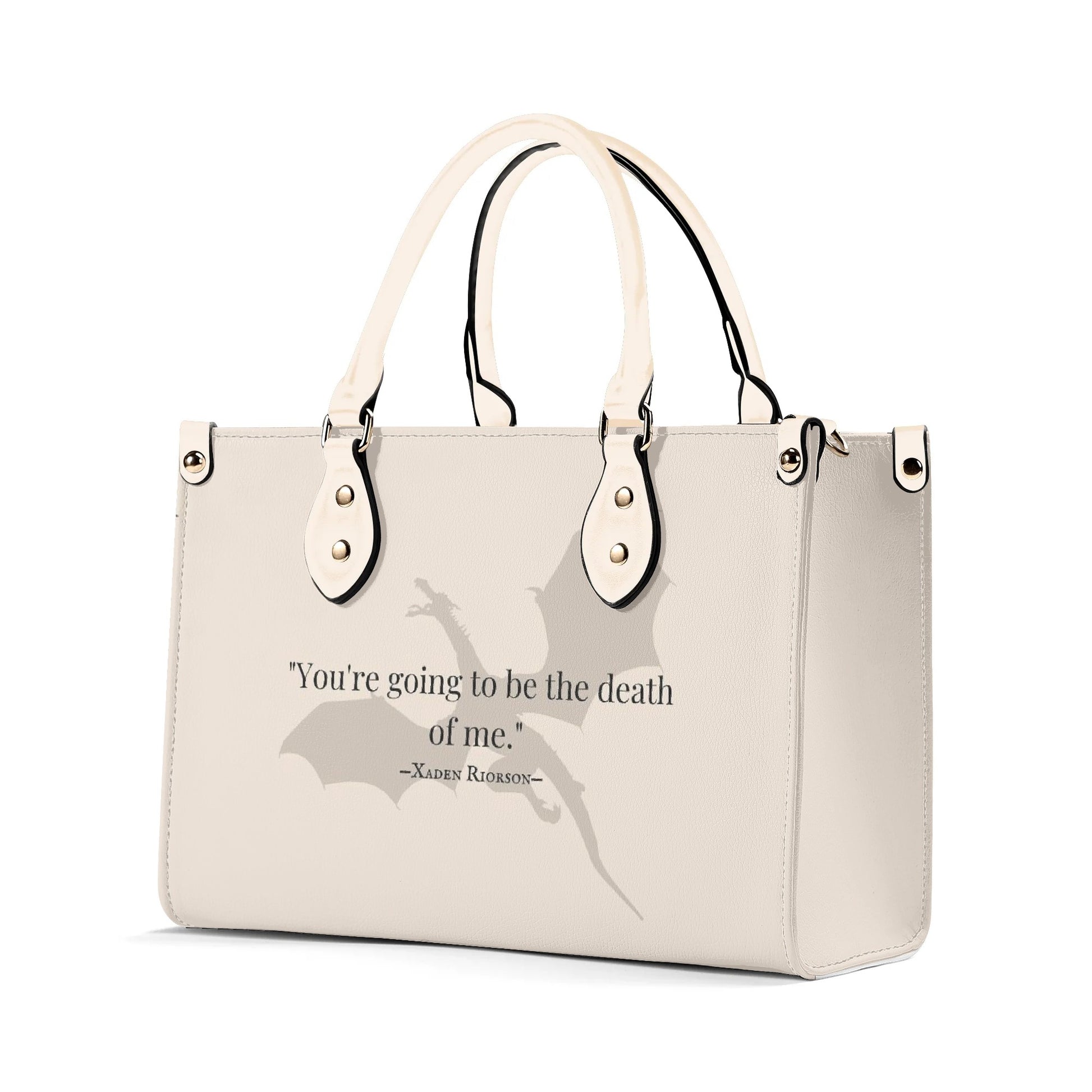 "You're going to be the death of me" Leather Bag, Fourth Wing Inspired Bag, Personalized Leather Bag, Fantasy Leather Handbag, Perfect Gift for Women. HBVLR44