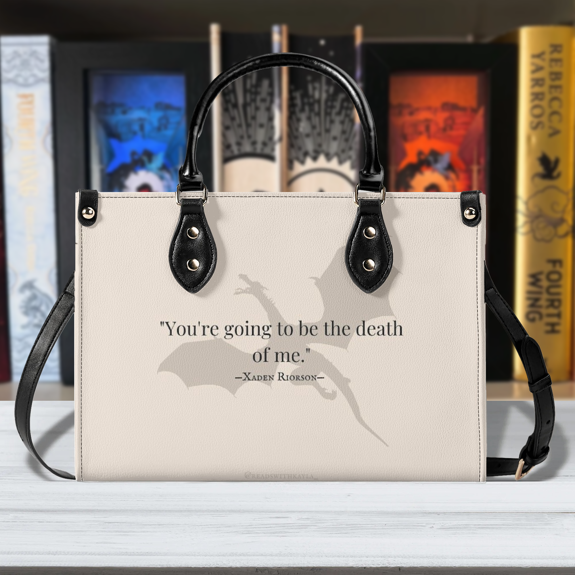 "You're going to be the death of me" Leather Bag, Fourth Wing Inspired Bag, Personalized Leather Bag, Fantasy Leather Handbag, Perfect Gift for Women. HBVLR44