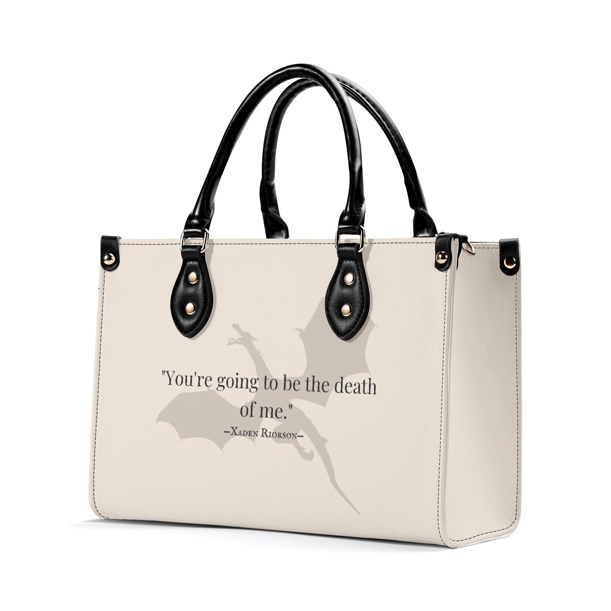 "You're going to be the death of me" Leather Bag, Fourth Wing Inspired Bag, Personalized Leather Bag, Fantasy Leather Handbag, Perfect Gift for Women. HBVLR44