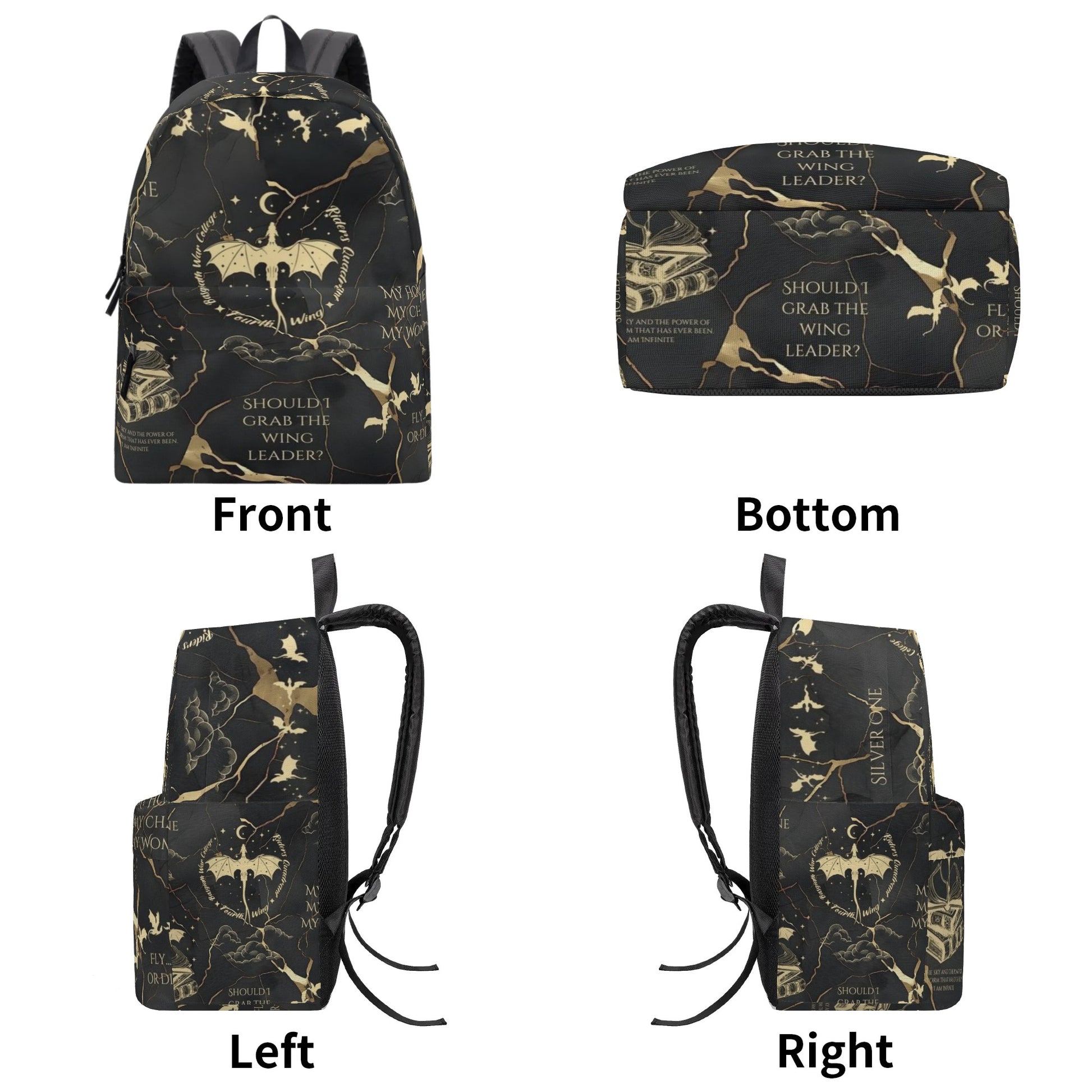 Fourth Wing Backpack, Fantasy Dragon Rider Quote Bag, Book Lover Gift BPVLR40