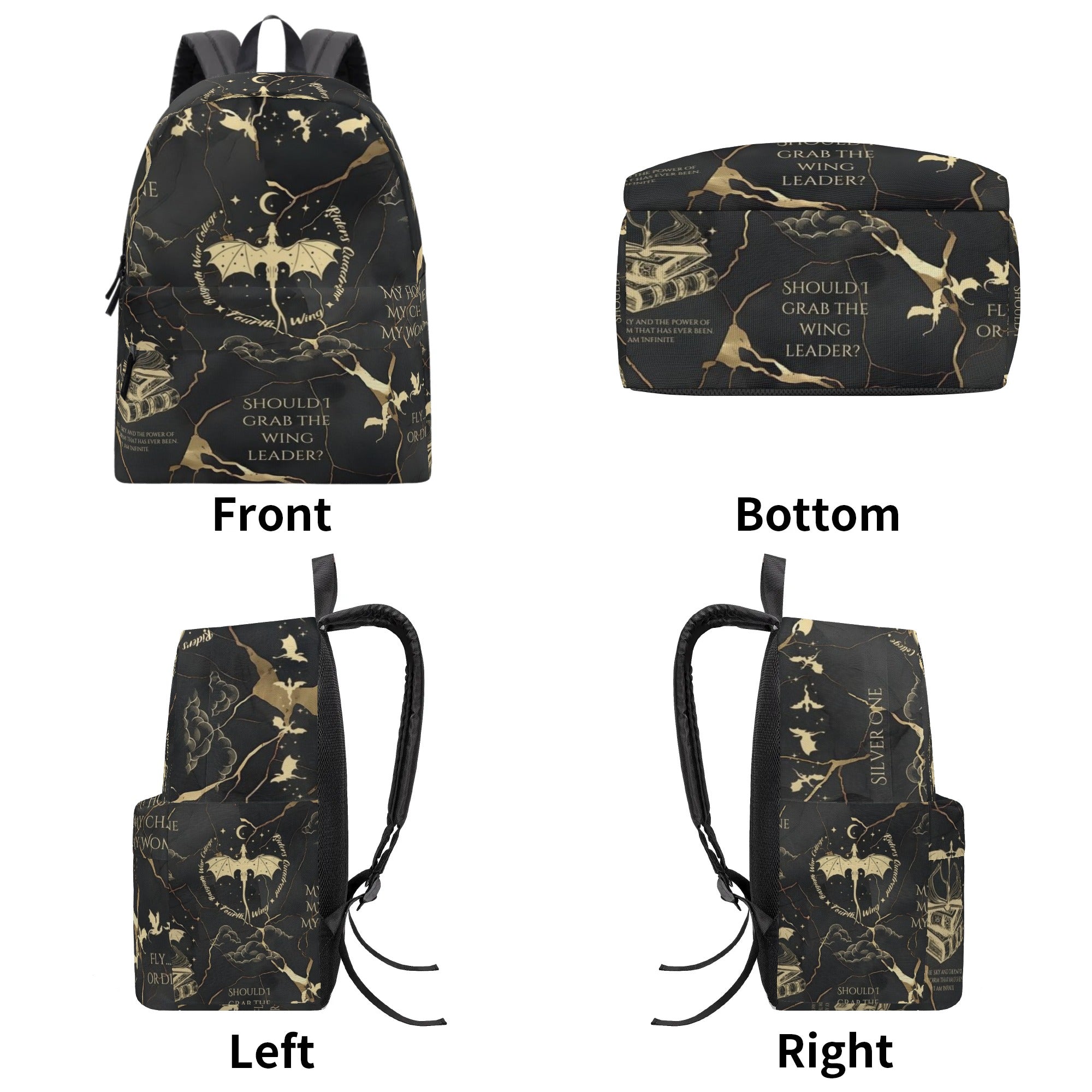 Fourth Wing Backpack, Fantasy Dragon Rider Quote Bag, Book Lover Gift BPVLR40