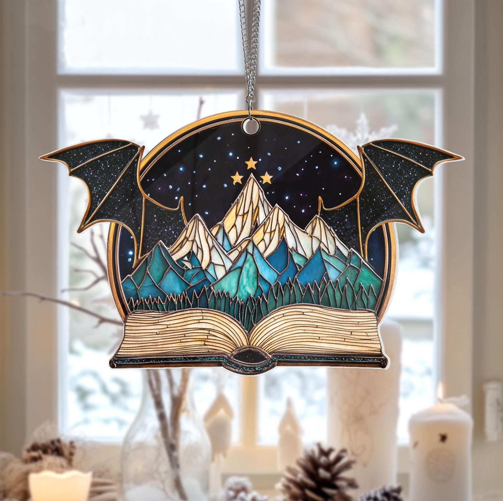 Night Court Suncatcher Ornament, ACOTAR Night Court Acrylic Window Hanging, Fantasy Book Reader Gift, Book Lover Gift, Bookish Gift,Bookshelf Decor SGVLR43