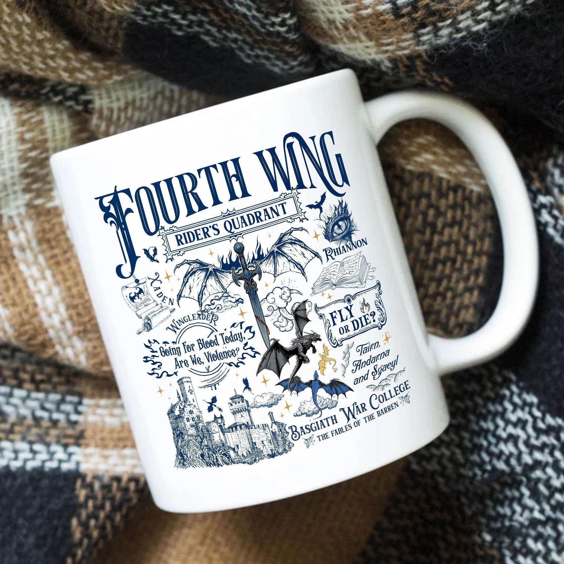 Basgiath War College Coffee Mugs 2-sided, Fourth Wing Coffee Mugs, Riders Quadrant Mug, Dragon Rider, Violent Little Thing MGVLR46