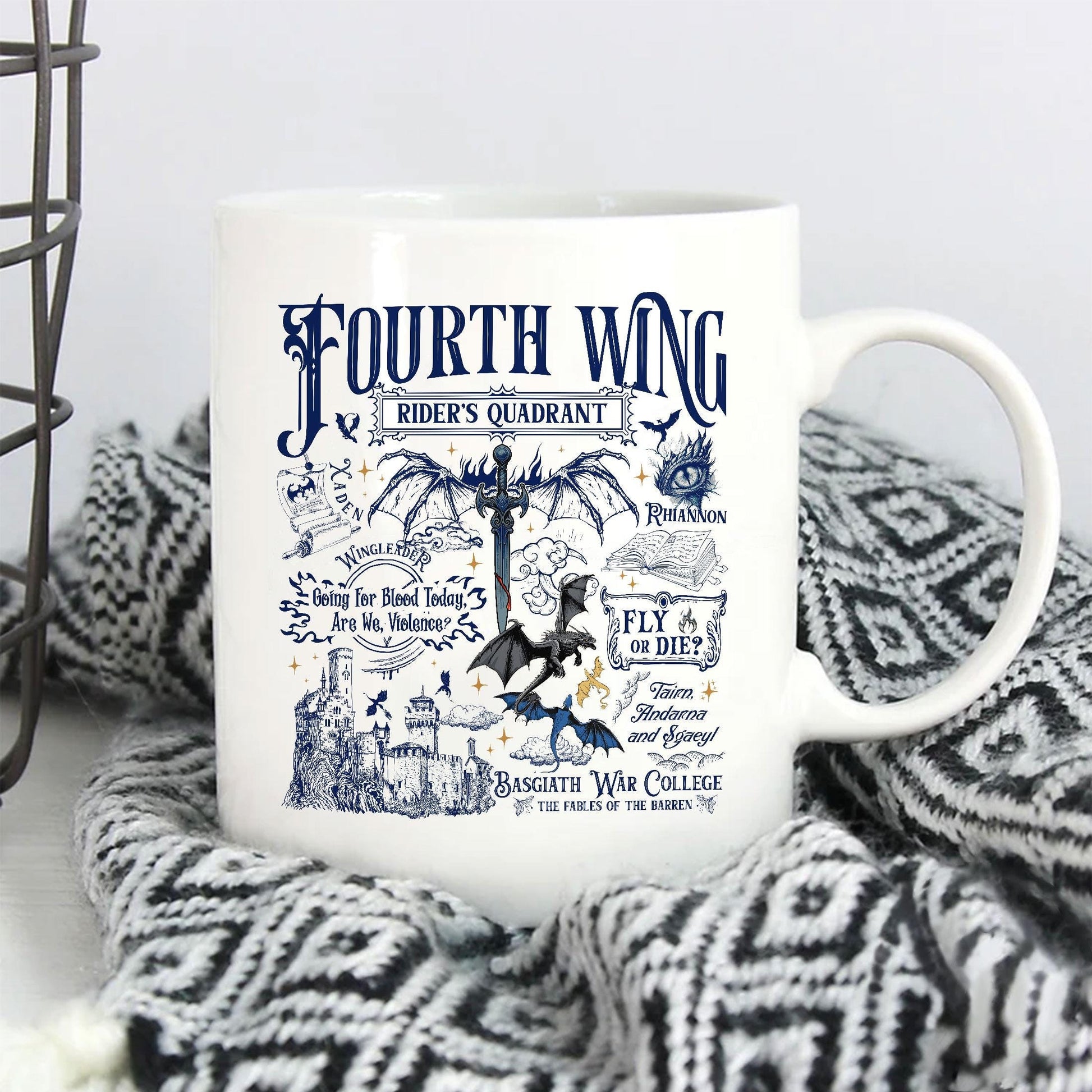 Basgiath War College Coffee Mugs 2-sided, Fourth Wing Coffee Mugs, Riders Quadrant Mug, Dragon Rider, Violent Little Thing MGVLR46