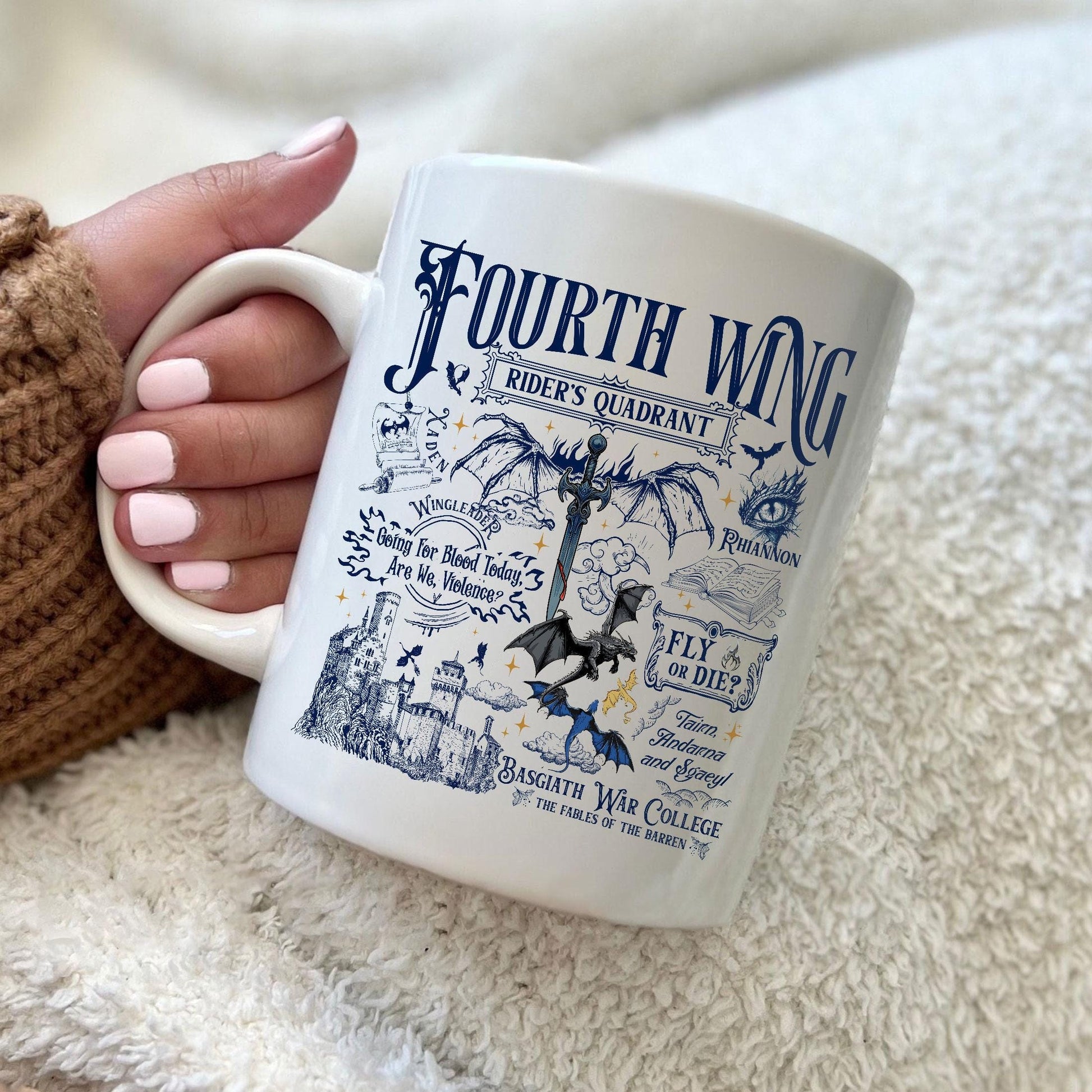 Basgiath War College Coffee Mugs 2-sided, Fourth Wing Coffee Mugs, Riders Quadrant Mug, Dragon Rider, Violent Little Thing MGVLR46