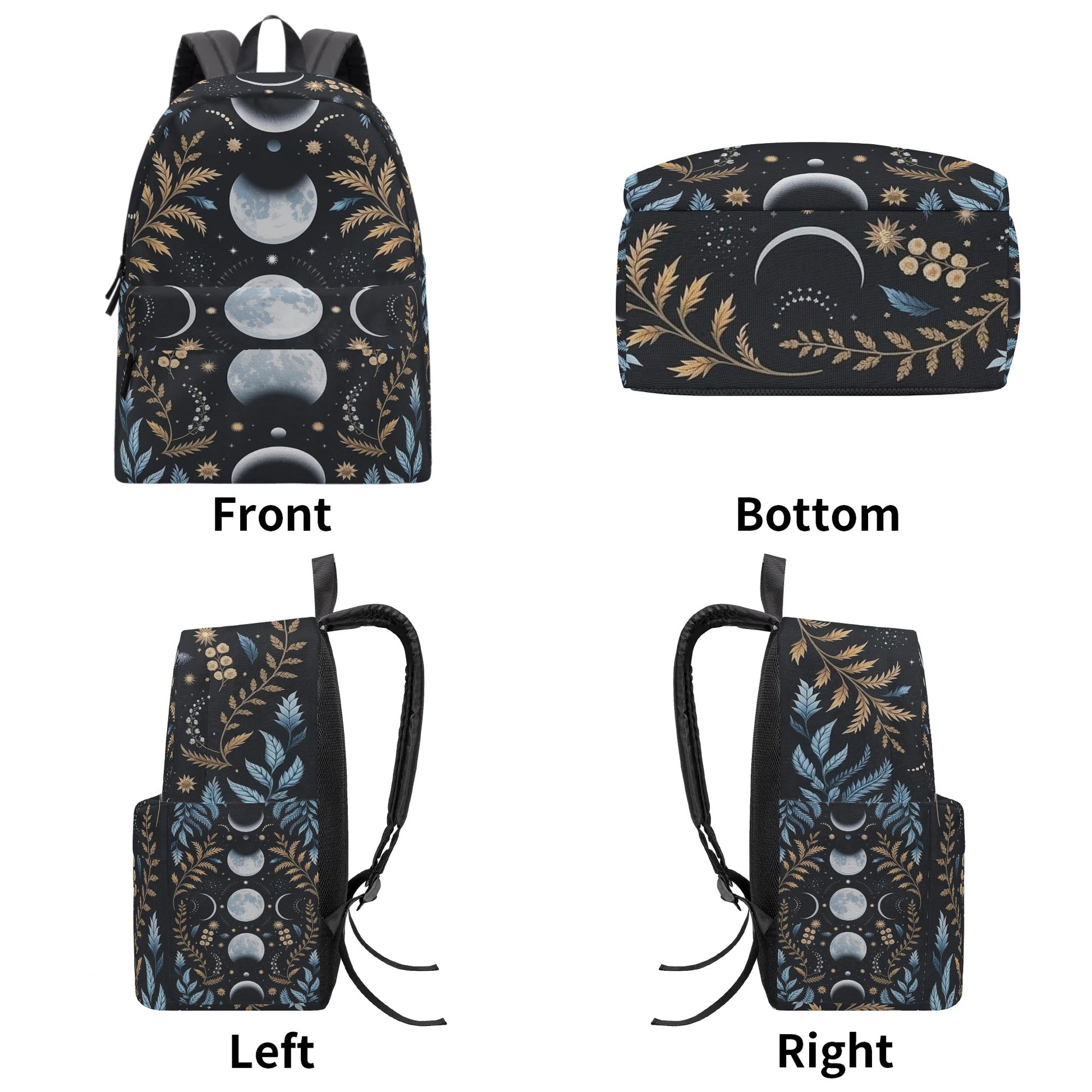 Velaris ACOTAR Inspired Backpack, Celestial Moon Phases and Floral Design, Book Lover Gift BPVLR43